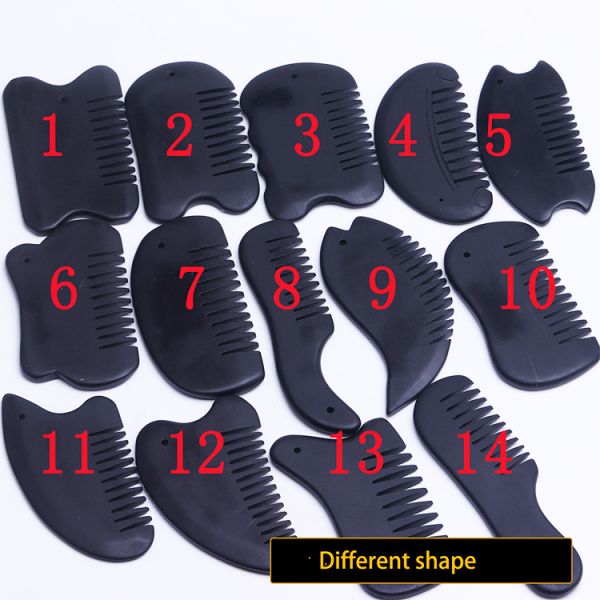 Different Shapes Obsidian Stone Guasha Comb Massager for Facial Beauty Health Care