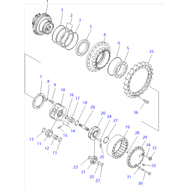 206-27-00203 206-27-00202 206-27-00201 Final Drive KOMATSU Excavator Spare Parts For PC220-6