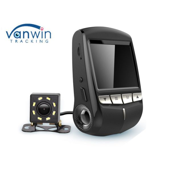 2 камера фронта + зада автомобиля ДВР канала 1080П, округлая форма рекордера видеокамеры автомобиля ВИФИ