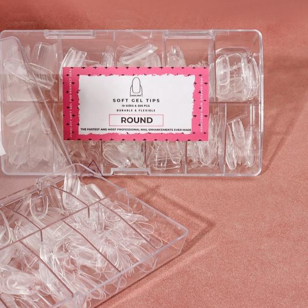 SAGALAGA Soft Gel Nail Extension Tips Almond Custom Logo Label Clear Nail Tips With Glue Gel Tips for Press on Nails Design style French