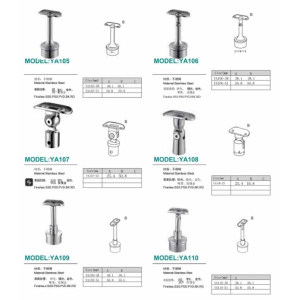 Stainless Steel 304 316 Factory Wholesale Custom Mirror Railing Bracket Modern Balcony Stair Handrail Support Accessories Mall