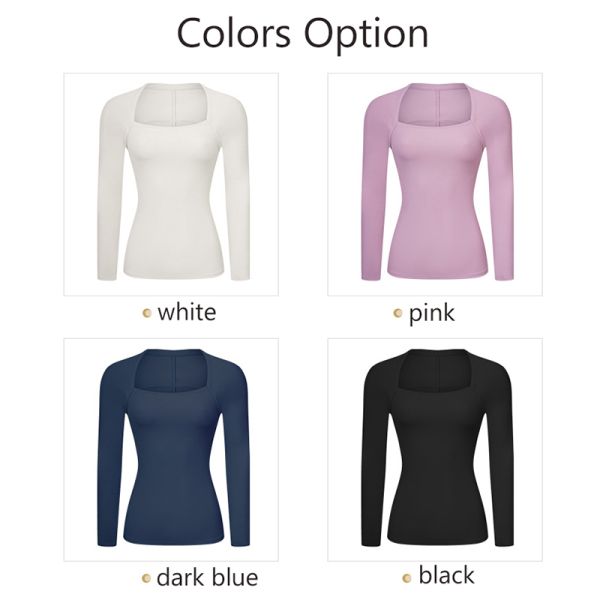 Autumn Ribbed Sports Long Sleeve Yoga Tops Active Stretch Fit Women Sportswear