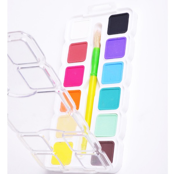 transparent plastic box b2c wholesale 12color 30mm square watercolor paint set