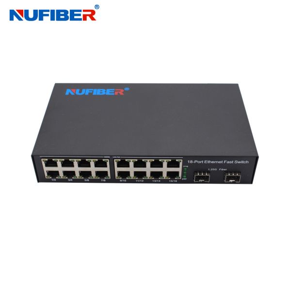 Gigabit SFP Ethernet Switch 16 RJ45 Ports 2 SFP Slot Fiber Ethernet Switch DC12V