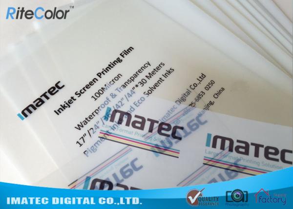PET Clear Transparency Inkjet Screen Printing Film Waterproof 100 Micron