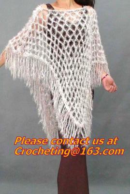 Womens Tassel Hollow Long Handmade Crochet Ponchos Wool Grandrelle Yarn Poncho Female