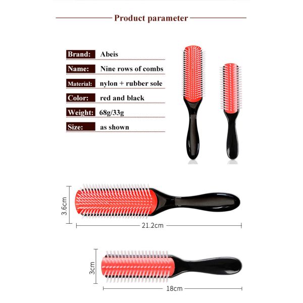 Nine Rows Removable Plastic Hair Comb Hair Massage Brush Customized Logo