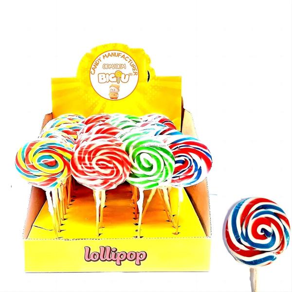 Handmade Twist Lollipop Candy Rainbow Sweet Fruit Flat Big Swirl Lollipops Custom