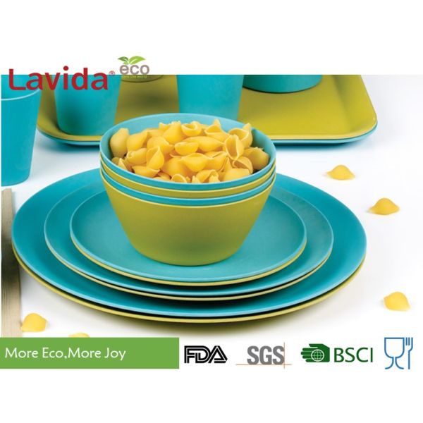 Biodegradable Bamboo Fiber Dinnerware , Non - Flammable Bamboo Fibre Dinner Set