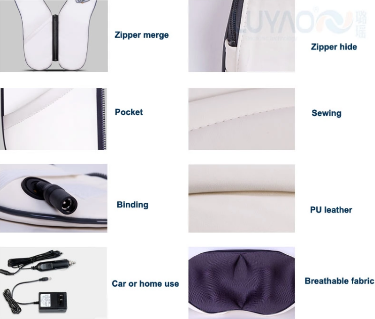 Intelligent PU Shiatsu Neck Shoulder Massager Positive And Reserve Zipper Merge