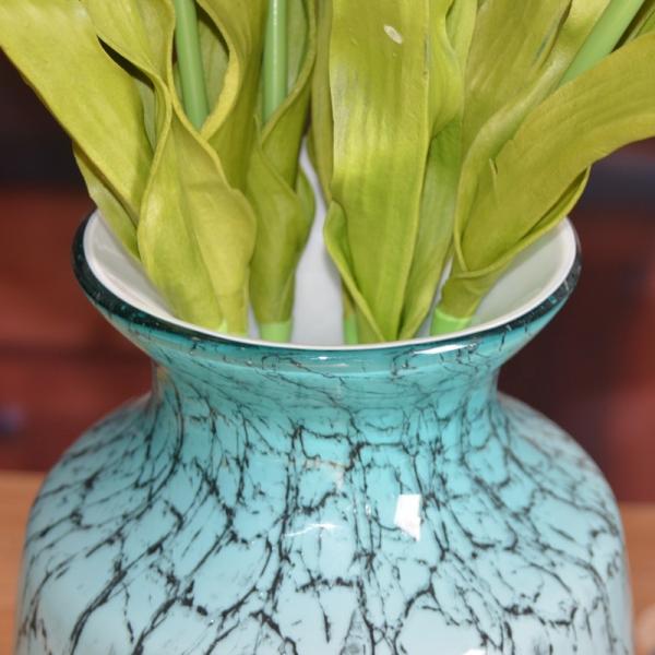 Oriental Color Marble Decorative Glass Vase , Tall Centerpiece Vases For Hotle