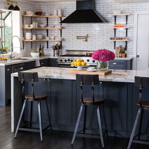 Dark Shaker Lacquer Black Wooden Kitchen Cabinets Furniture Set Modern