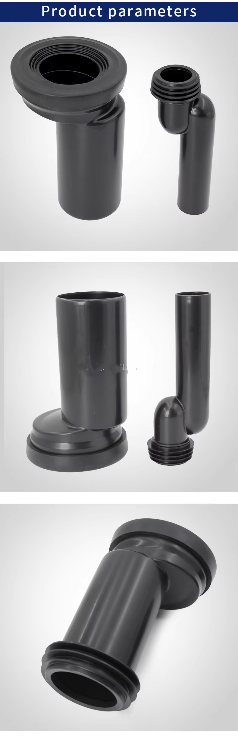 High-End Black Offset Tube Toilet Tank Hot-Selling Market Project Drainage Pipe Products