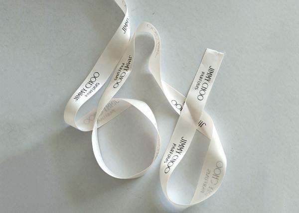 Logo Customed White Satin Ribbon Roll , Nylon Wired Satin Ribbon For Packaging