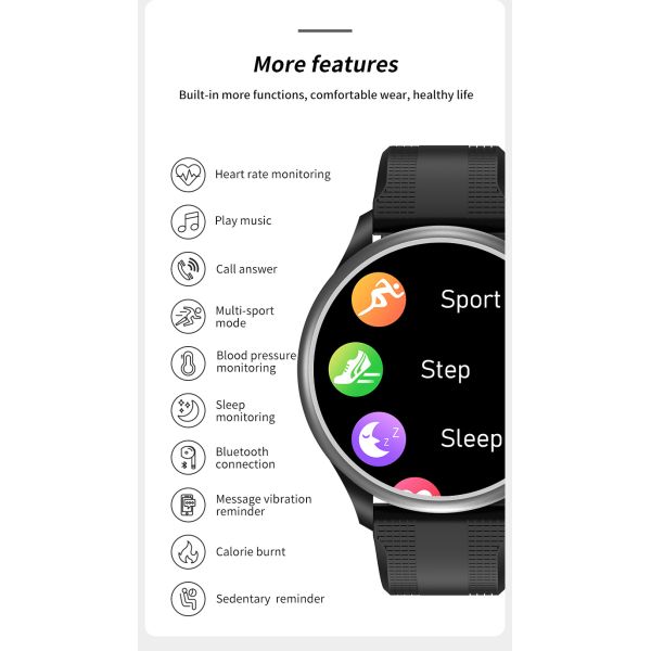 Музыкальный плеер Мужские наручные ЭКГ Смарт-часы 240 * 240 Экран 316L Корпус из нержавеющей стали