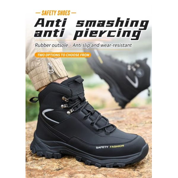 Black Green Non Slip Safety Boots Microfiber Leather Security Work Shoes