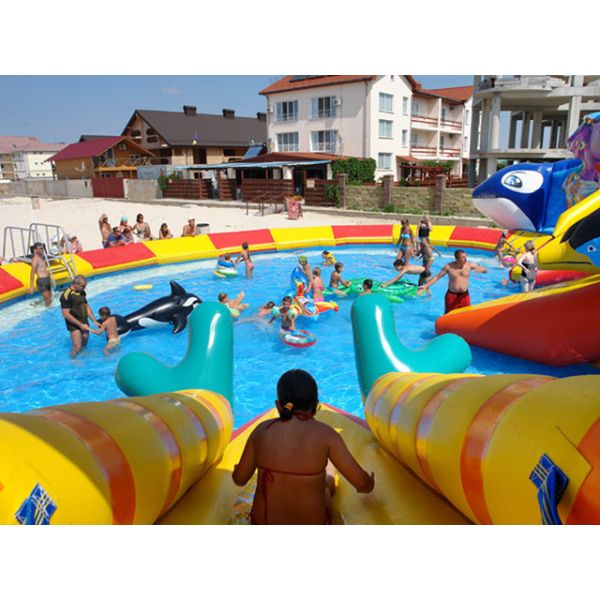 customized giant octopus water park,dolohin animal inflatable water park with big pool toys