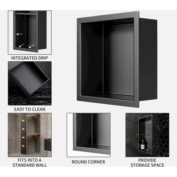 Rust Resistant Stainless Steel Shower Niche Fireproof  Beautiful With LED Light