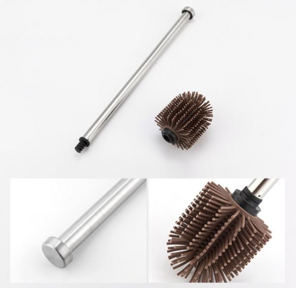TPR Soft Rubber Soft Hair Toilet Brush antibacterial Stainless Steel Bathroom accessories silicone toilet brush