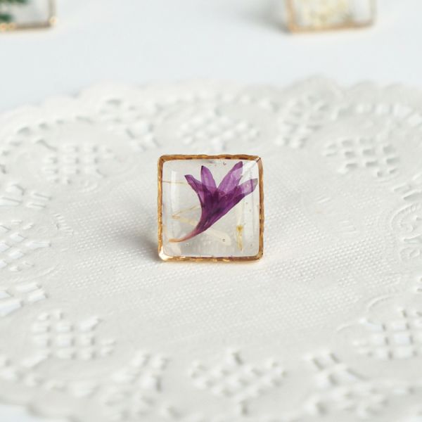 Forget-Me-Not Handcrafted Blue White Cube Single Stone And Germany Resin Ring Earrings For Christmas