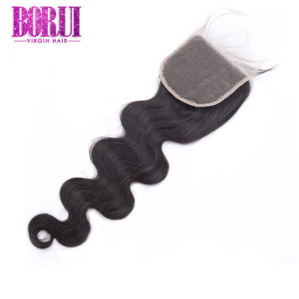 Brazilian Body Wave Human Hair Lace Closure Length 8-24'' Environmentally Friendly