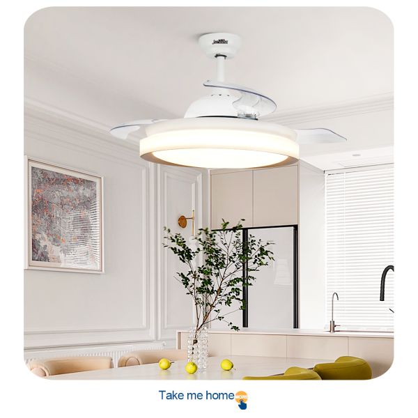 ceiling fan Sala de estar Smart 42 polegadas Invisível LED ventilador de teto com lâminas ocultas