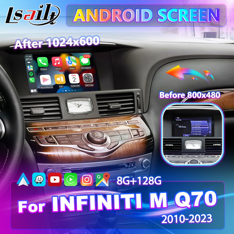 Lsailt Android Carplay Multimedia Screen for 2010-2023 Infiniti M25 M30d M37 M56 M35h Y51 Q70