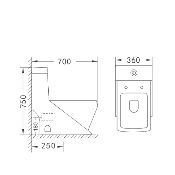 PP One Piece Water Closet 360x700x750mm Double Flush Toilet Mildew Resistant