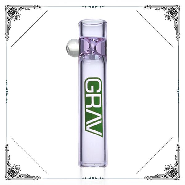 3 Inches Thick Smoking Glass Tube Chillum Mini Pipes with GRAV LOGO
