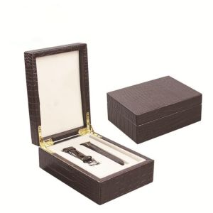 Rectangular Personalized Leather Watch Box Velvet Lining For Elegant Watch Storage
