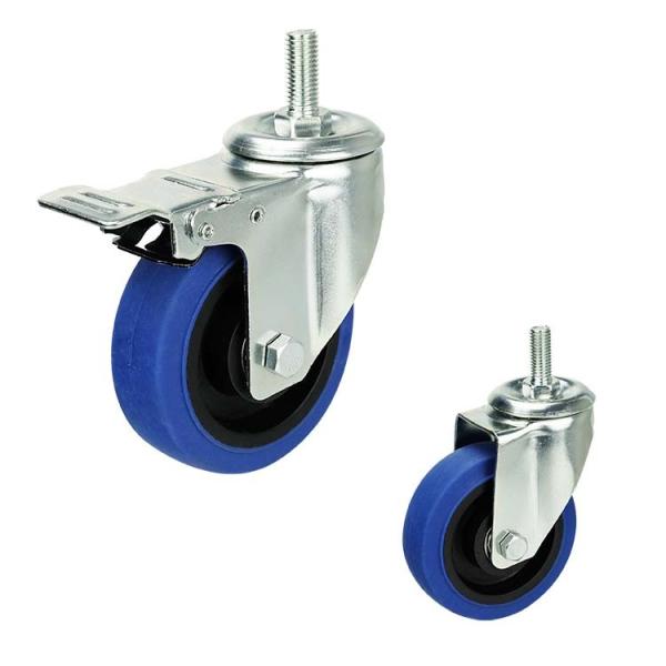 les roulettes à usage moyen TPR de chariot verrouillable tranquille à 4In avec M12x30mm ont fileté la tige
