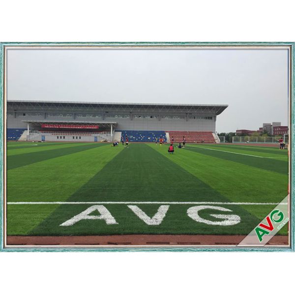 Unique Fibrillated Structure Soccer Artificial Grass 12000 Dtex Fullness Surface