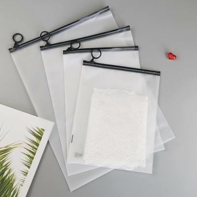 Custom Personalized Printed Logo Eve Slider Matte Frosted Zip Lock Clothing Packaging Plastic Bags With Black Zipper