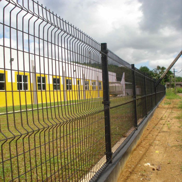Architectural 3D Security Fence Low Profile Ribbed Mesh With Color Match Finish