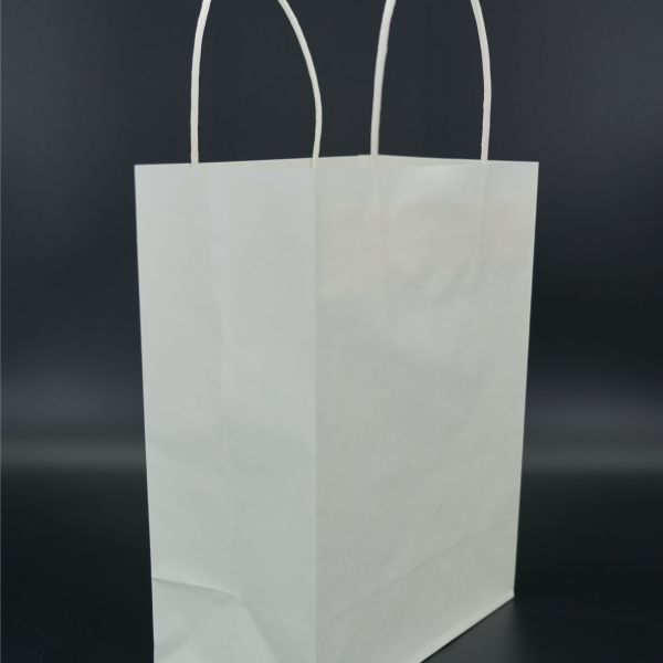 OEM White Kraft Paper Bags Biodegradable Gold Glitter Embossing