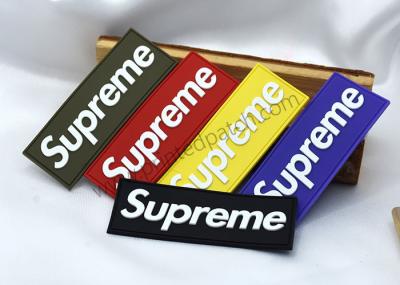 Embossed PVC Rubber Label Silicone Supreme T Shirt Label Flat Color Separation