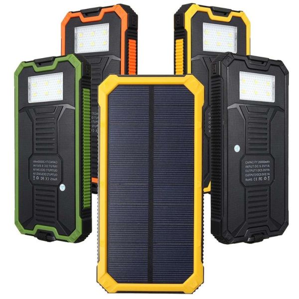 Plastic FCC 5V2.1A 20000mAh Camping Solar Power Bank