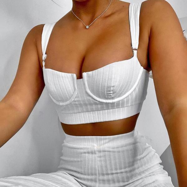 Slim Fit Sexy High Waisted Trousers And Crop Top Set