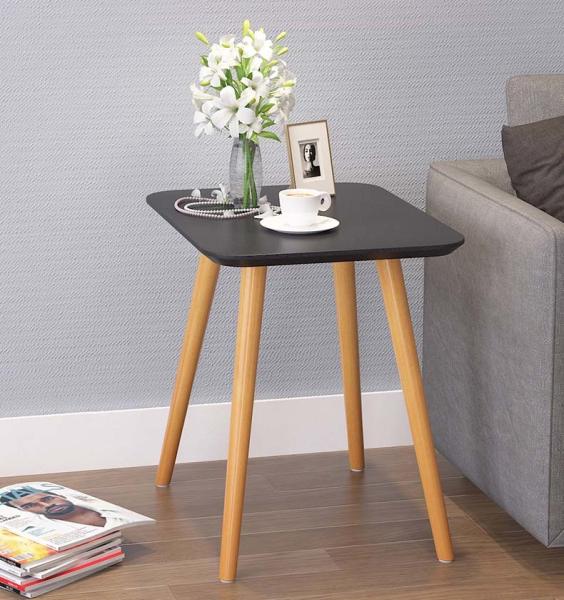 Black Square Solid Center Table On Black Color White Color With Smooth Foot