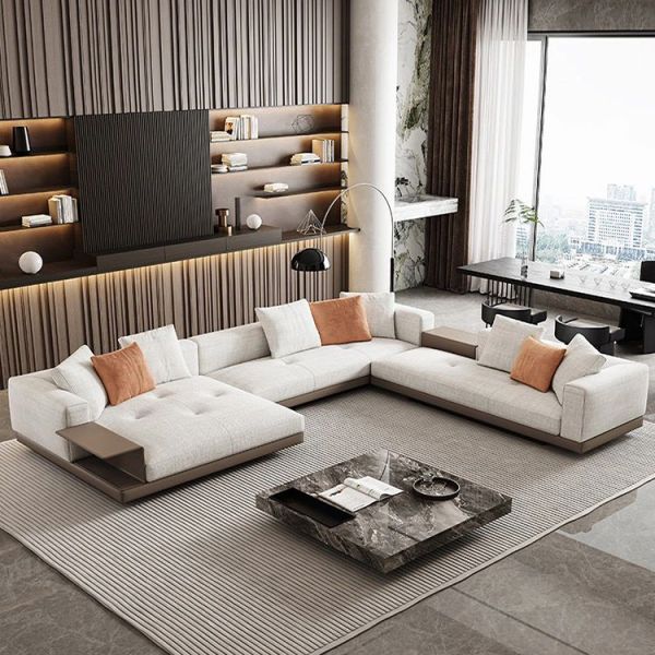 Modular Italy Design Genuine Leather Living Room White Simple Modern Sofa Set L Shaped Leather White Sectional Sofa