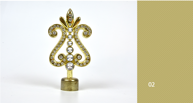 Factory directly wholesale 28mm golden color metal crystal curtain finials curtain rod accessories