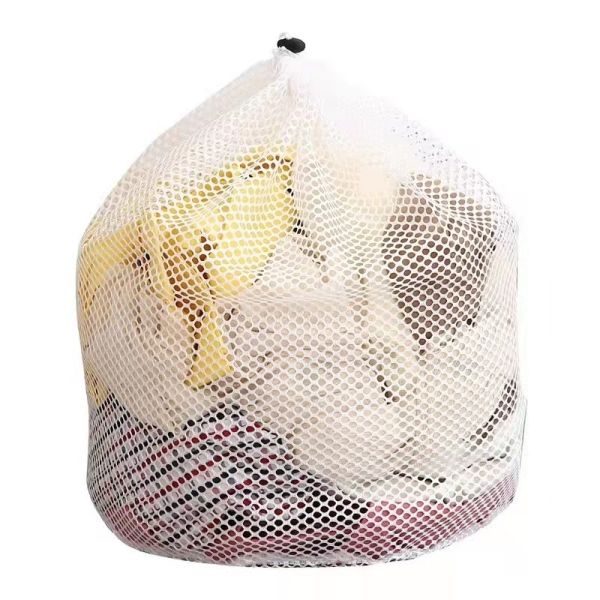 Drawstring Binding Mesh Laundry Bag Polyester Material 50cm×60cm