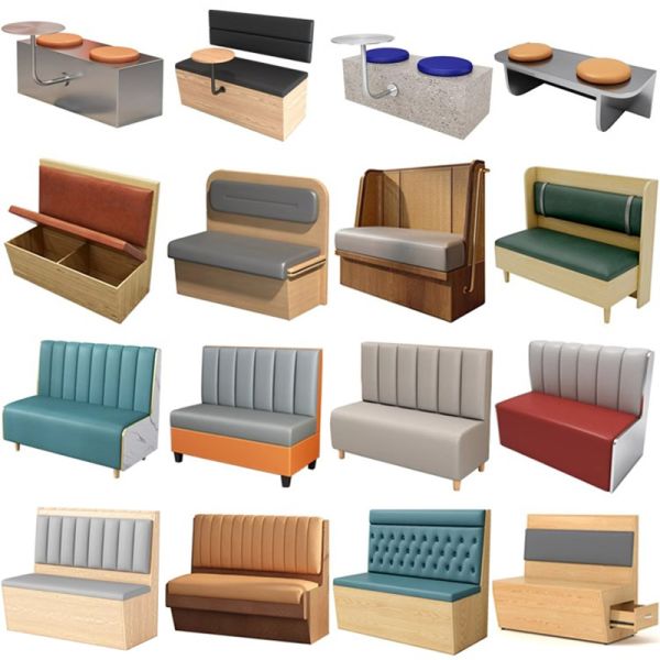Light Luxury PU Commercial Sofa Furniture Restaurant Table and Chair Coffee Seating Booth for Sale