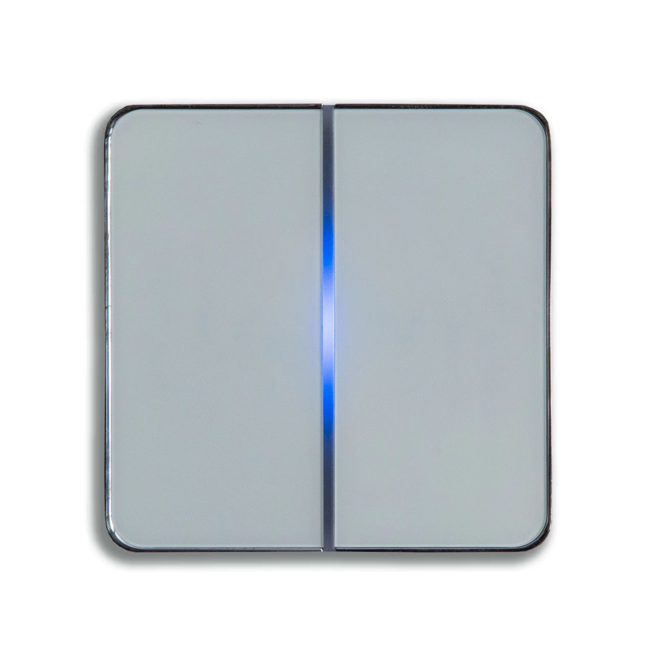 Gray Aluminum Brushed 2 Gang Smart Wall Switch CNC Reset Push Button Full Touch