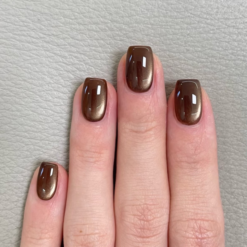 Square Cat Eyes Press On Nails Bulk Order Glossy Finish Short Artificial Nails