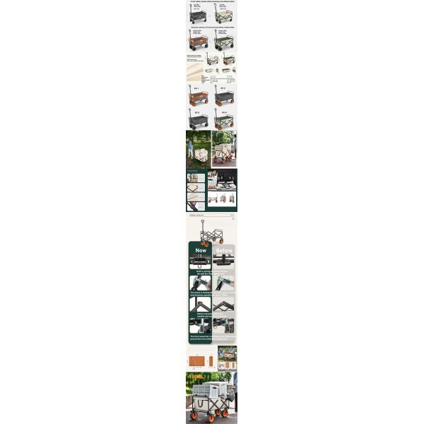 Folding Multi-Function Outdoor Camping Trailer Trolley with Customized Logo