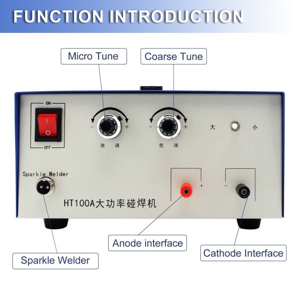 100A Jewelry Welding Machine Jewelry Spot Welder 600W Adjustable Pulse Sparkle