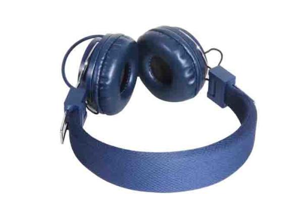 Dark Blue Noise Reduction Earbuds , Plastic Foldable On Ear Headphones