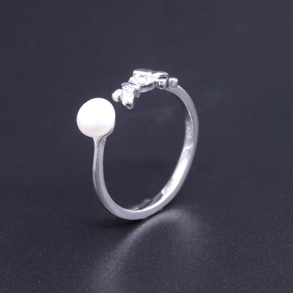 Кольцо жемчуга серебра формы бабочки/реальные ювелирные изделия кольца вечности жемчуга серебра 925