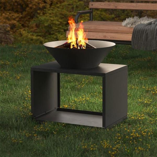 Poço exterior de queimadura de madeira do fogo de Heater Firewood Log Storage Steel do jardim preto